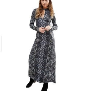Free people psychedelic keyhole long sleeve maxi dress